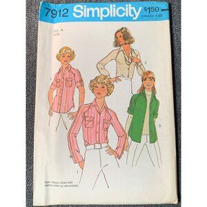 Simplicity Misses Shirt Sewing Pattern sz 14 7912 - uncut
